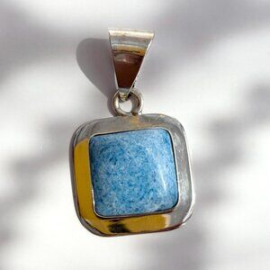 Lapis Lazuli Gemstone Square Sterling Silver Southwest 925 Vintage Pendant
